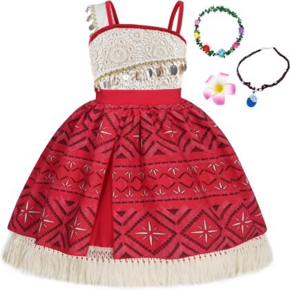 COTRIO Princess Dress for Girls Toddler Kids Outfit with Accessories Necklace Halloween Costume for Girl Dress Up Clothes