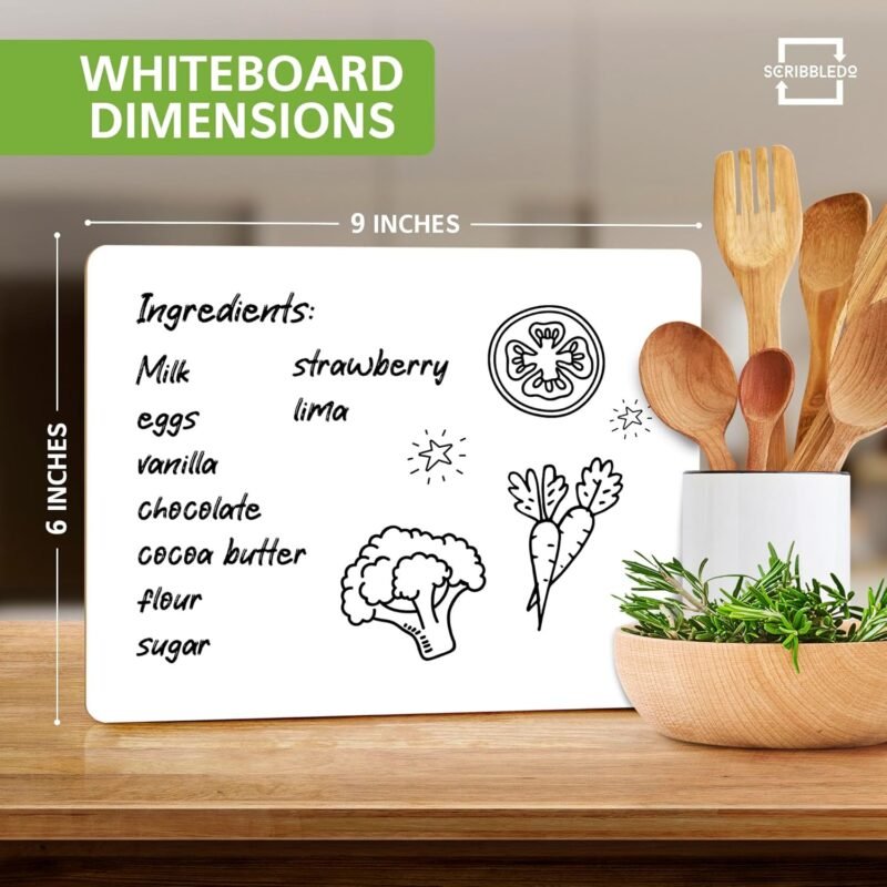 Scribbledo Small White Board Dry Erase Mini Whiteboard 6x9 Inch Small Dry Erase Board Marker Board Dry Erase Lapboards Handheld Personal White Boards for Students Small Whiteboard Office Kitchen - Image 4