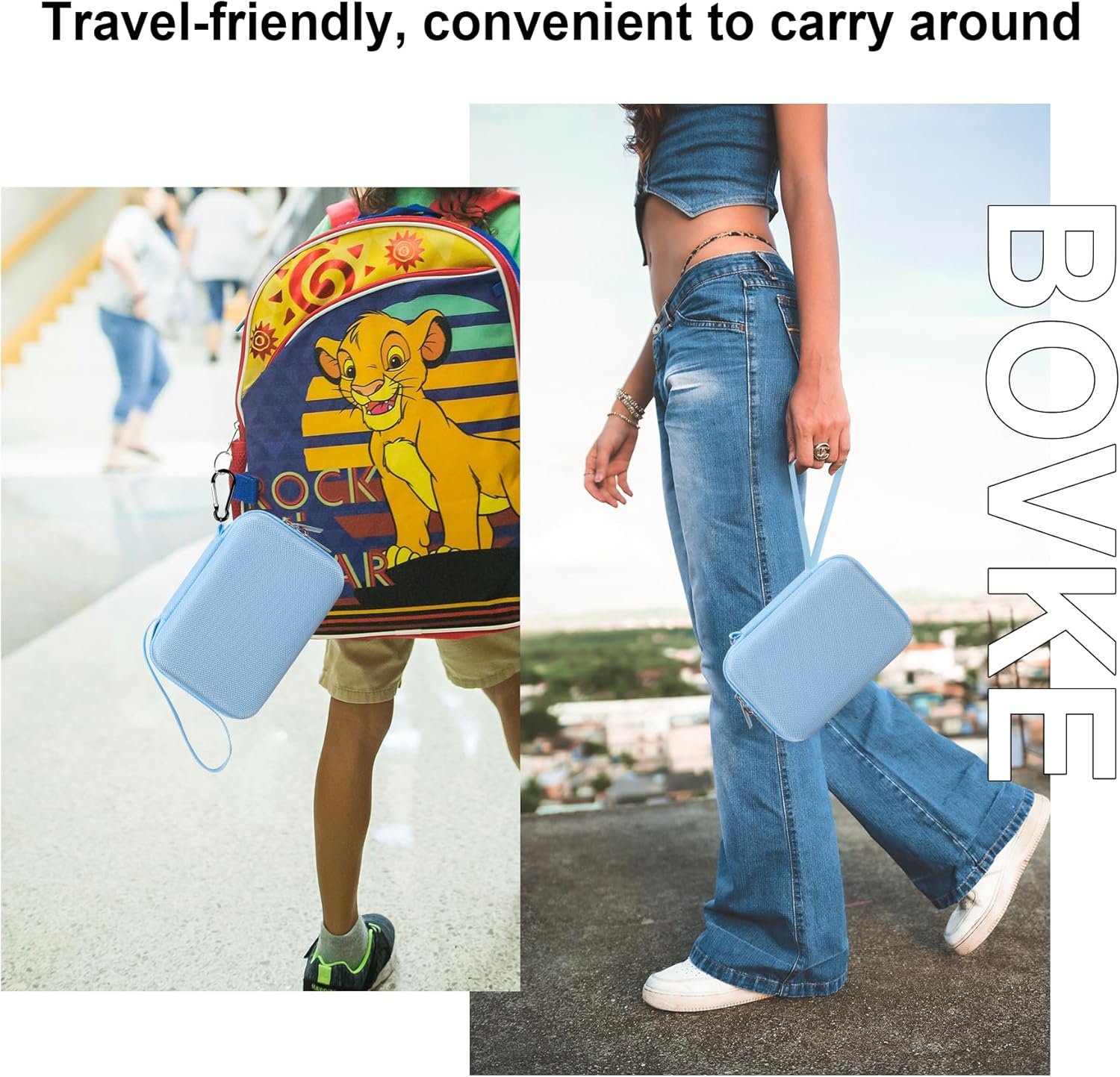 BOVKE Carrying Case Compatible with SUPVAN T50M Pro Bluetooth Label Maker Machine, T50M Pro Portable Inkless Labeler Holder with Extra Space for Label Maker Tapes, Cables, Blue - Image 6