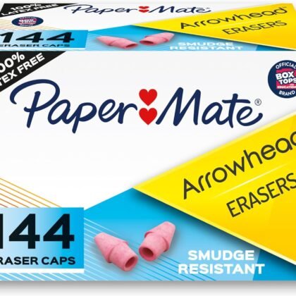 Paper Mate Arrowhead Pink Pearl Cap Erasers, 144 Count - Back to School, Classroom, Homeschool, Teacher Supplies