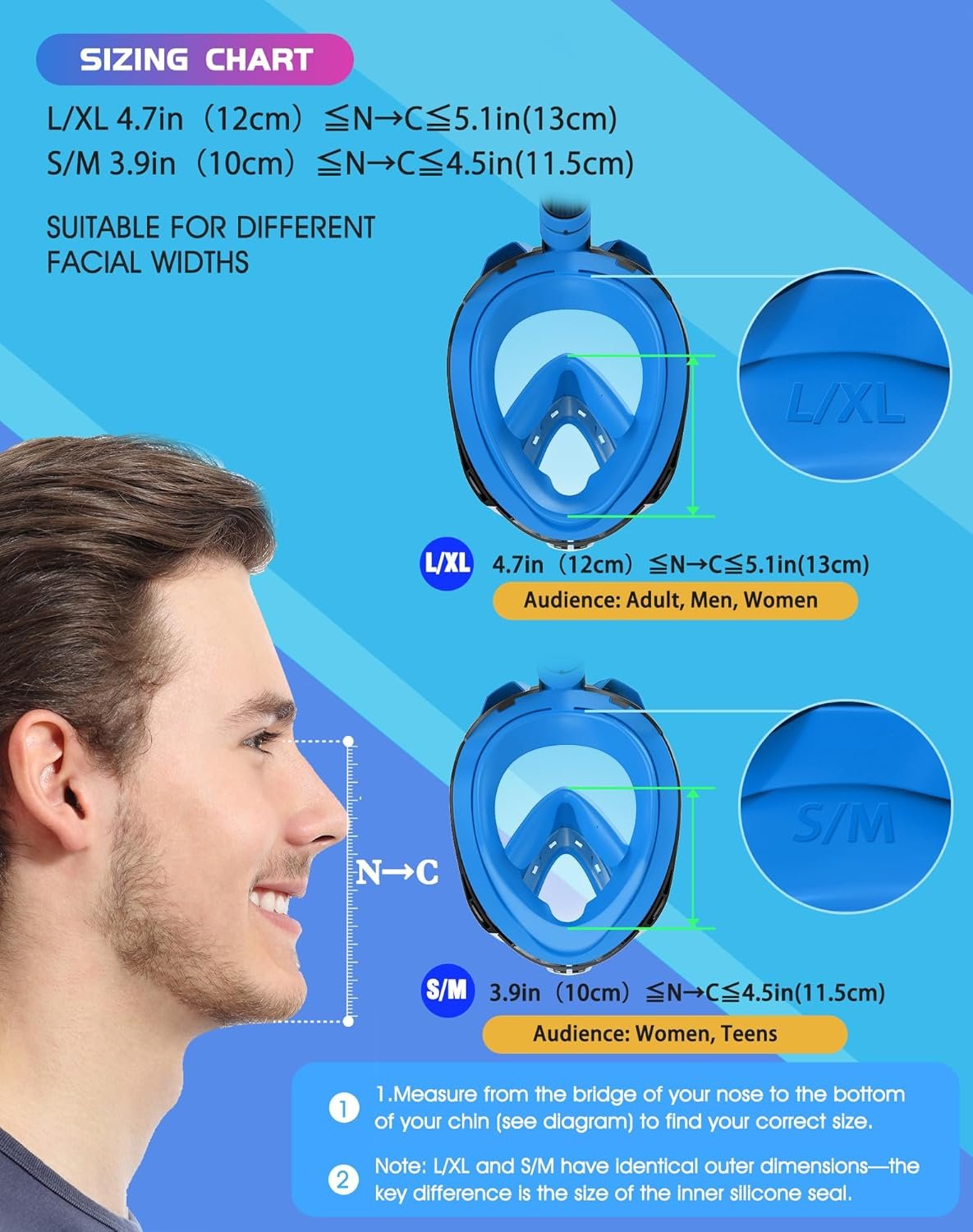 Greatever G2 Full Face Snorkel Mask with Latest Dry Top System,Foldable 180 Degree Panoramic View Snorkeling Mask with Camera Mount,Safe Breathing,Anti-Leak&Anti-Fog - Image 4