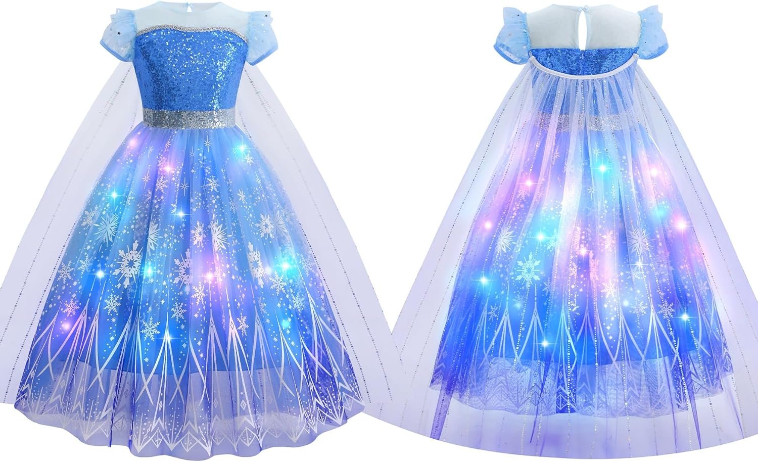 Light Up Princess Dresses for Girls Princess Costume for Girls Princess Elsa Dress Up Clothes for Role Play Bday - Image 6