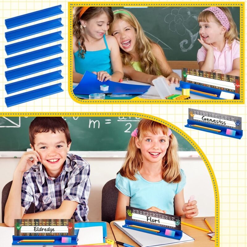 PerKoop 20 Pcs Classroom Desk Name Plates Holder for Student Index Cards Storage Kids Desk Accessories Desktop Helper Prop and Station Guard Panels Organizer Water Bottle Holder - Image 6