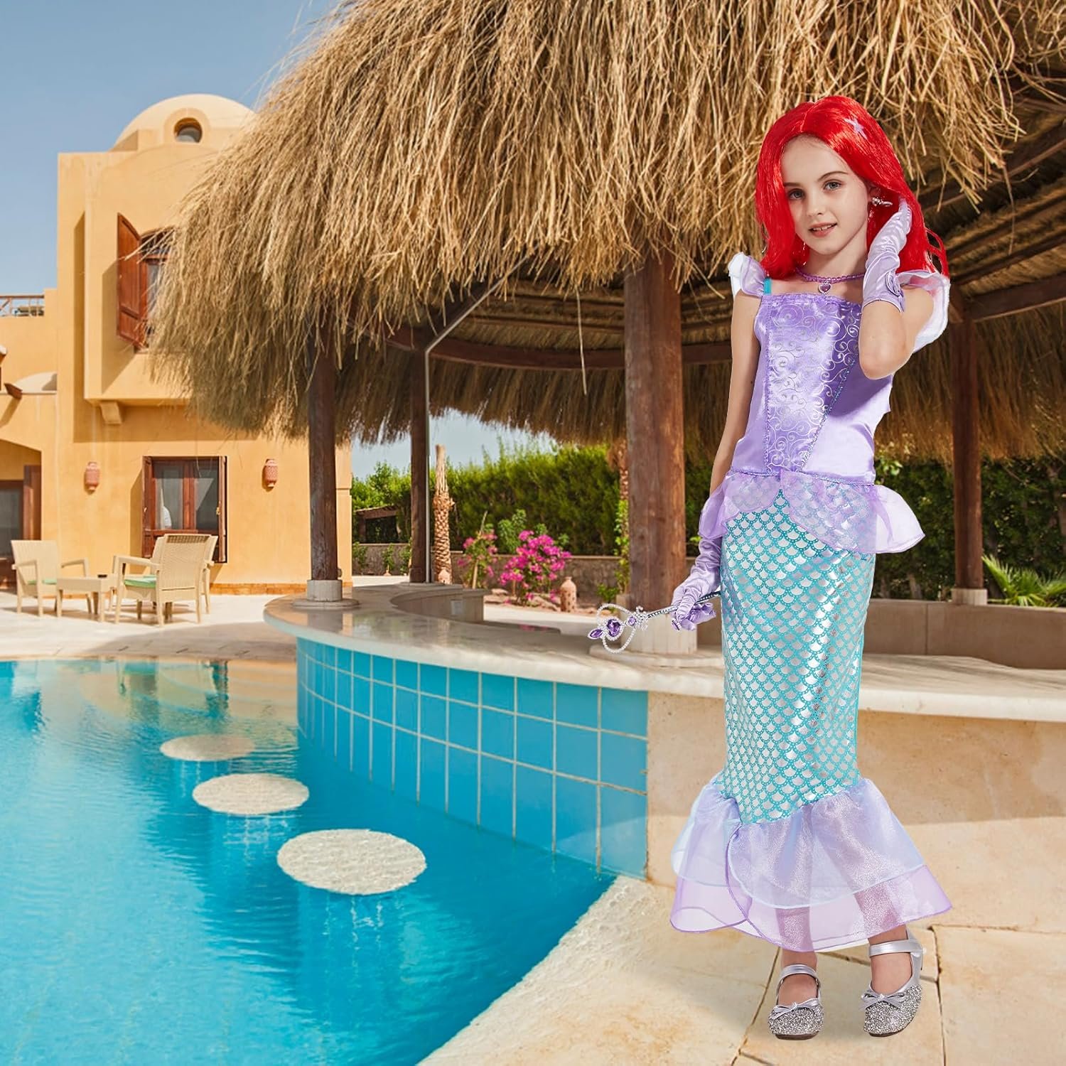 Mermaid Costume for Girls 3-12 - Princess Dresses with Accessories - Ideal Little Mermaid Dress Up Set for Girls - Image 3