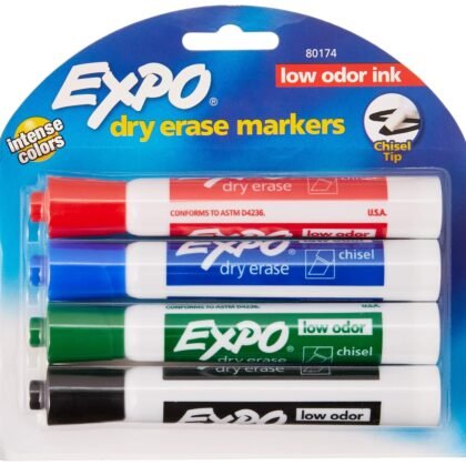 EXPO Original Dry Erase Markers, Chisel Tip, Assorted Colors, 3 Packs of 4, 12 Markers Total