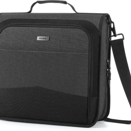 MoKo Zipper Binder with Laptop Pocket, 3 Inch 3 Ring Zipper Binder, 700 Sheet Capacity 6 Tab Expanding File Folder Multi-Pocket Zip Up Binders with Shoulder Strap & Handle for Middle School, Black