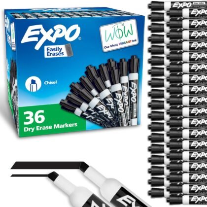 EXPO Dry Erase Markers Chisel Tip Black Low-Odor Perfect for Whiteboards Non-Porous Surfaces & Home Offices (Pack of 1 36 Count Total)