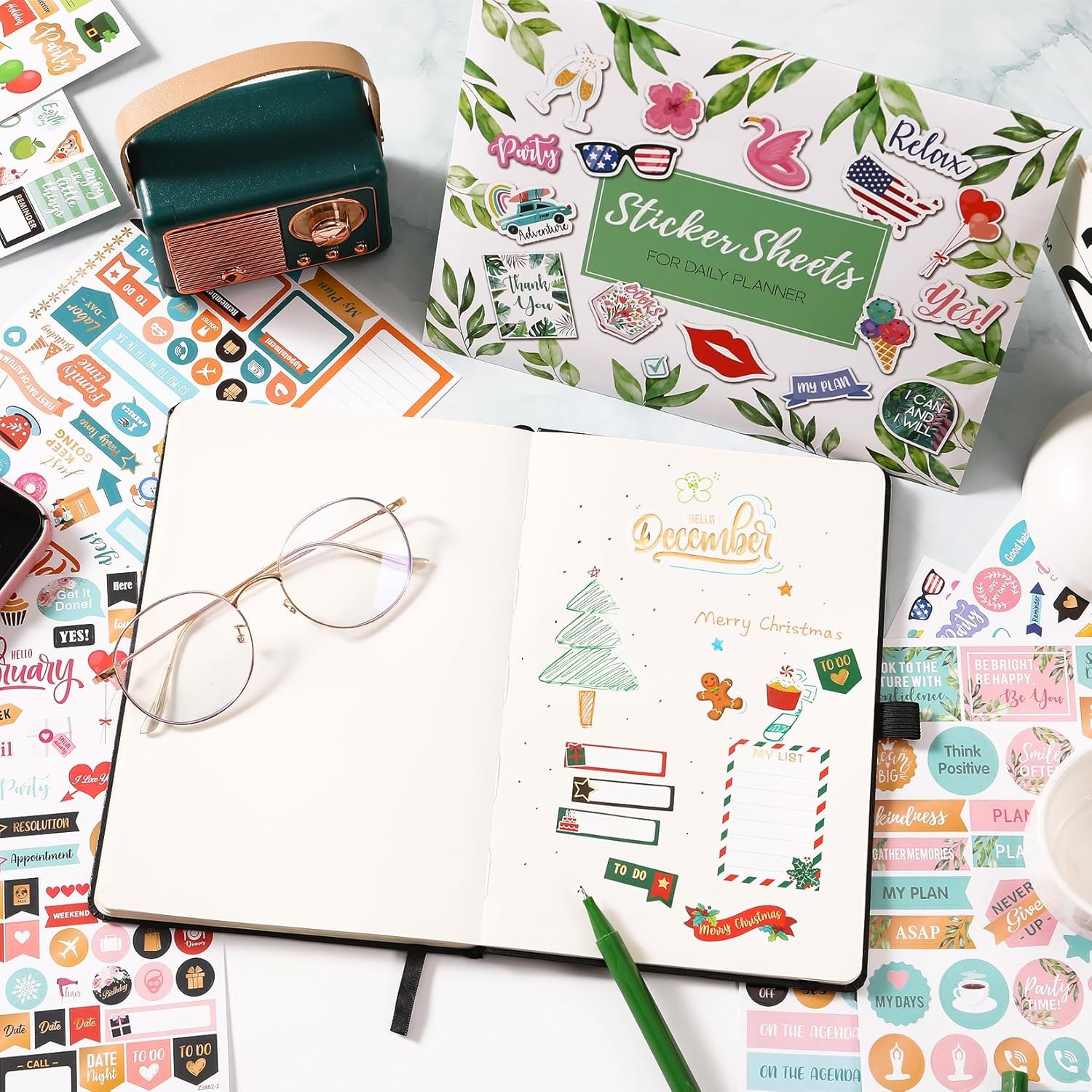 Planner Stickers - Monthly Planner Stickers and Accessories 25 Pages 1500+ Stunning Functional and Colorful Stickers,Calendar Stickers Includes Festival Theme Journal Stickers - Image 6