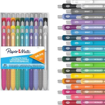 Paper Mate InkJoy Gel Pens Ultimate Pack, Retractable Pens, Featuring Classic, Bright!, and Metallic Pens, Assorted, 30 Count