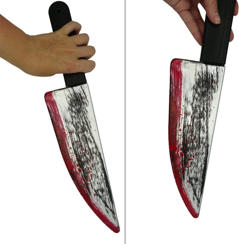 4E's Novelty 16 Inch Large Fake Knife With Fake Blood Prop, Plastic Halloween Prop Knife Toy for Costume Accessories Such As Horror Costumes, Scary Clown, for Kids & Adults - Image 8