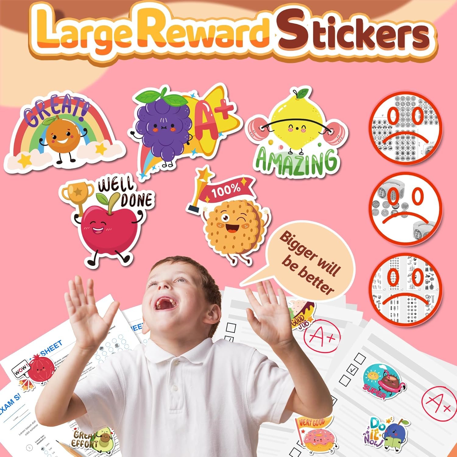 300PCS Large Scratch and Sniff Scented Stickers for Kids, Incentive Smelly Summer Sticker, Motivational for Kids, Bigger Reward Stickers for Student Classroom Must Haves School Supplies - Image 4
