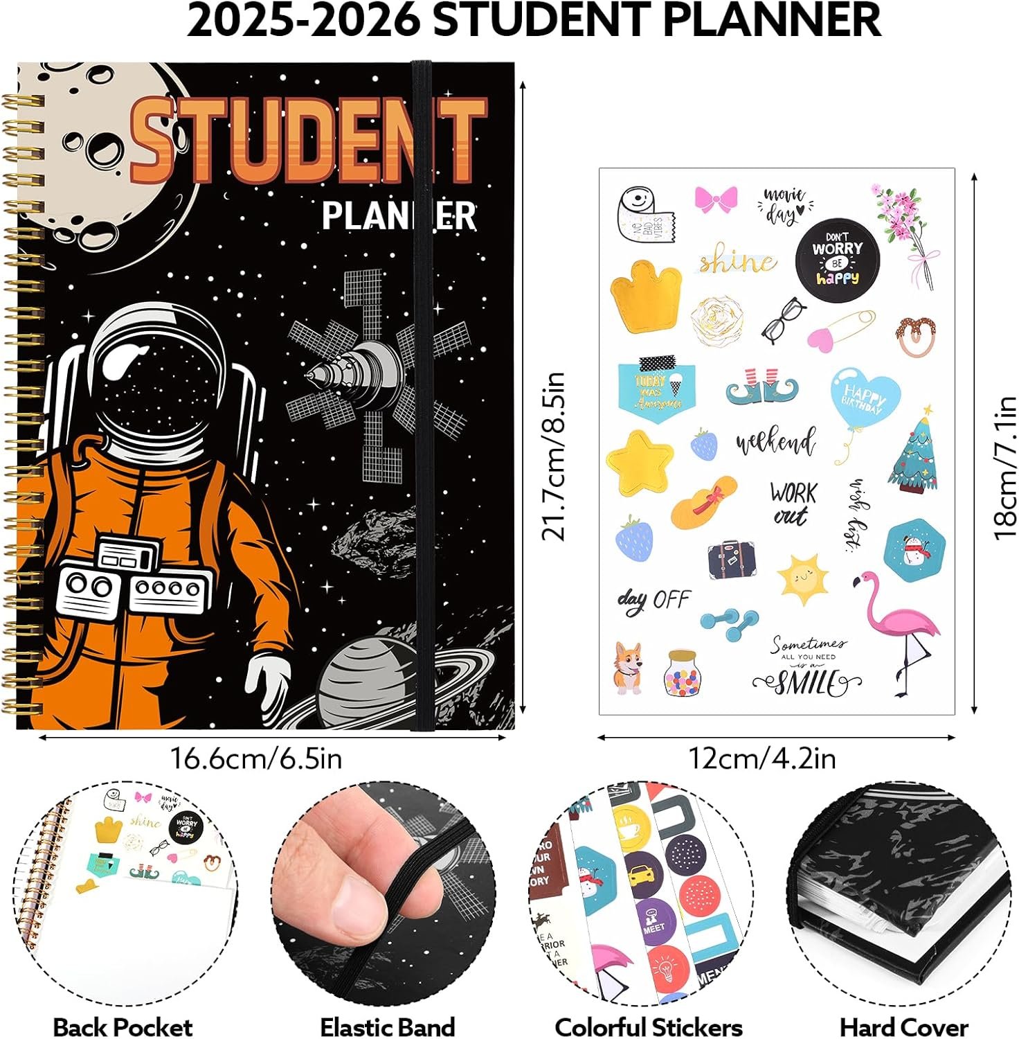 Student Planner 2025-2026, 6.5"x8.5" Weekly & Monthly Academic Planners July 2025 - June 2026 School Year Planner 2025-2026 with Tabs and Stickers - Image 2