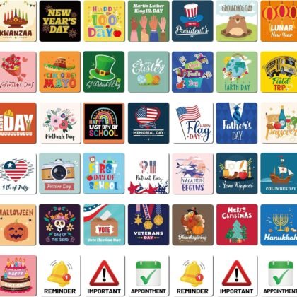 Holiday Magnets for Magnetic Calendar - 42PCS First Day of School Patriot Columbus Day Halloween Calendar Magnet Seasonal Magnetic Calendar for Classroom Home Festival Office Whiteboar