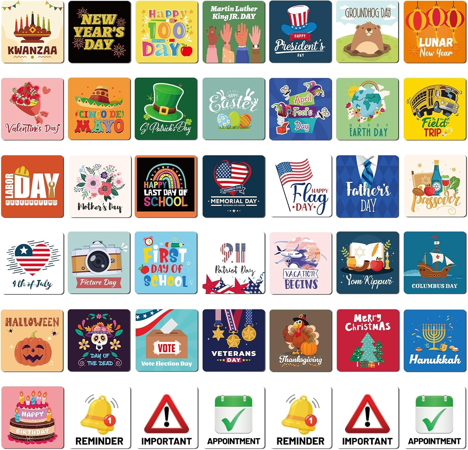 Holiday Magnets for Magnetic Calendar - 42PCS First Day of School Patriot Columbus Day Halloween Calendar Magnet Seasonal Magnetic Calendar for Classroom Home Festival Office Whiteboar