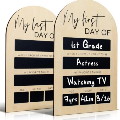 Beautiful Wooden First and Last Day of School Board Sign - Modern and Large Back to School Sign for Lasting Memories - Perfect 11.8" x 7.1" Wooden Chalkboard Photo Prop for Kindergarten