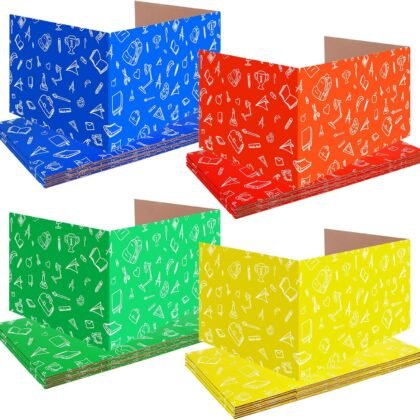 24 Pack Shields for Student Desks Test Desktop Dividers Large Privacy Folders Classroom Testing Shields 12 x 54 Inch Trifold Standard Privacy Dividers Shield for School Office (Cardboard)