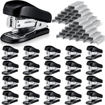 Sherr 20 Pack Mini Staplers Bulk with 15000 Nail, Office Staplers for Desk 25 Sheet Capacity, Hand Held Desk Students Teachers Supplies for School Office Business Non Slip Base Black