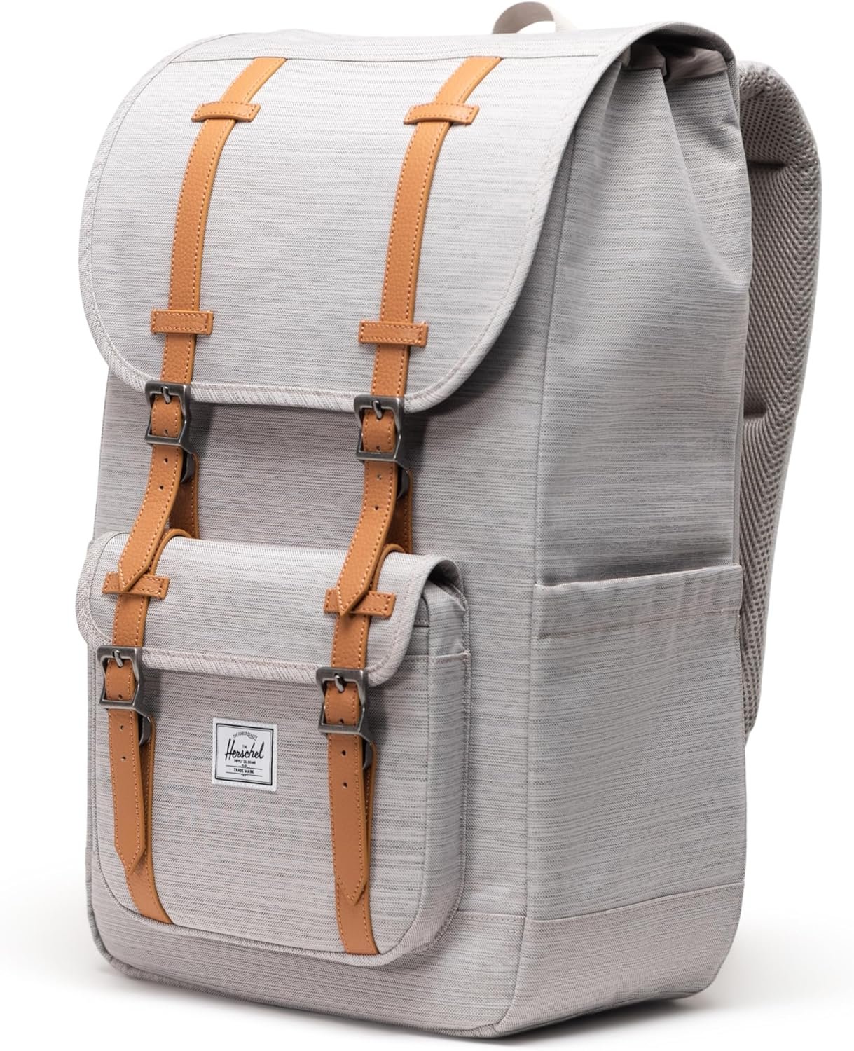 Herschel Supply Co. Little America Backpack – 30L Work & College Bag, Fits 16" Laptop, Travel Carry-On, Water Bottle Pocket, Padded Straps, Durable Backpack for Men & Women, Light Grey Crosshatch - Image 3