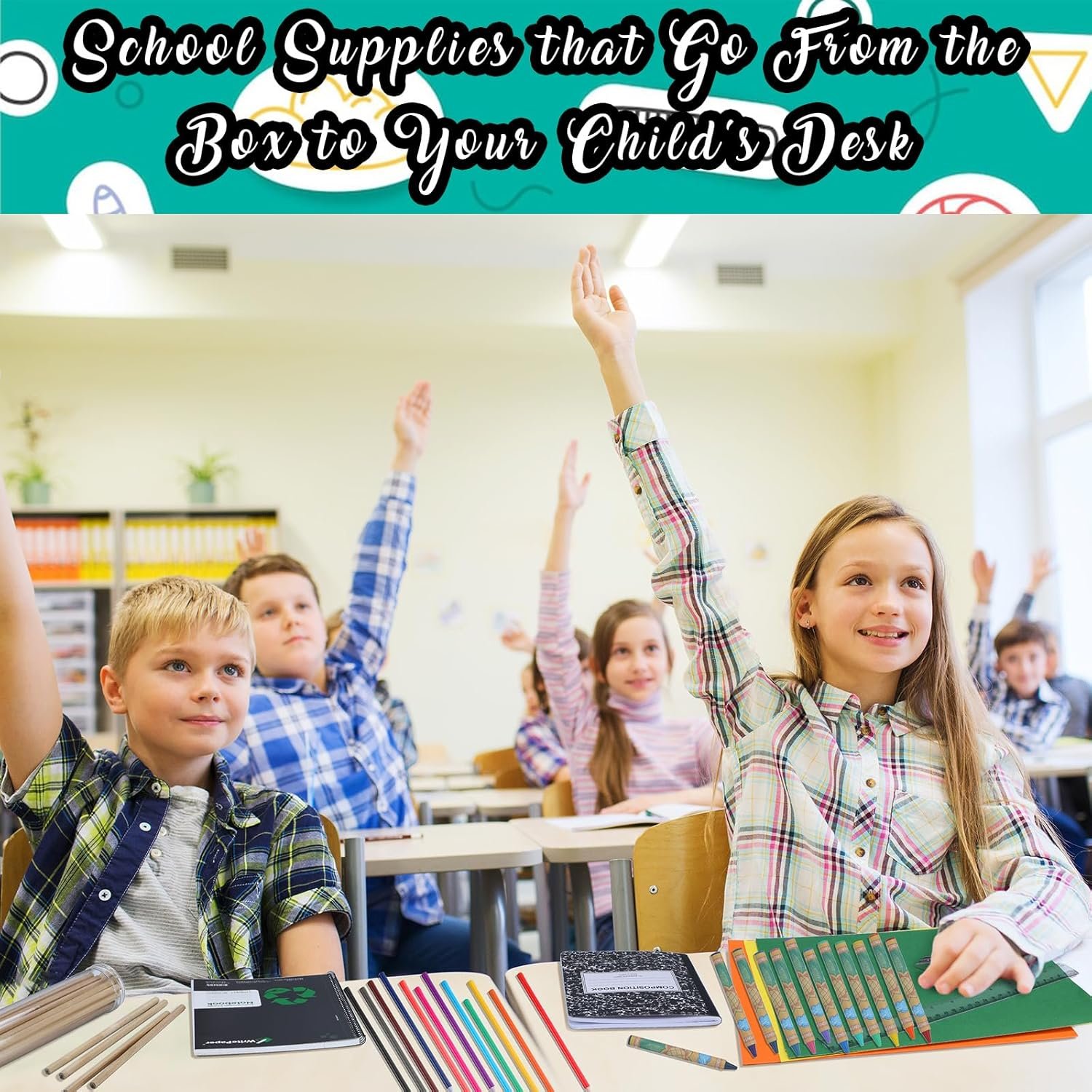 Sherr 72 Pcs 72 Pcs School Supplies Kit Elementary Back to School Essentials Stationery for Kids Girls Boys Students Includes Colored Pencil Crayon Sharpener Eraser Scissors Notebook Folder Ruler - Image 5