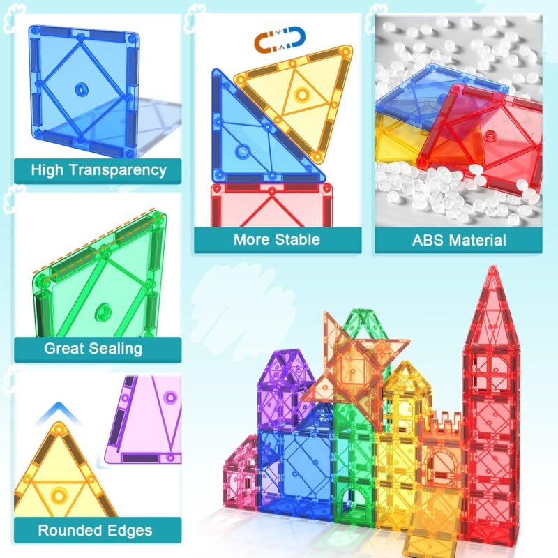 Magnetic Tiles Toddler Toys Magnetic Building Blocks for Kids Ages 3-12 STEM Educational Toys for Girls & Boys Sensory Play for Preschool Learning Classroom Must Have Decor - Image 7