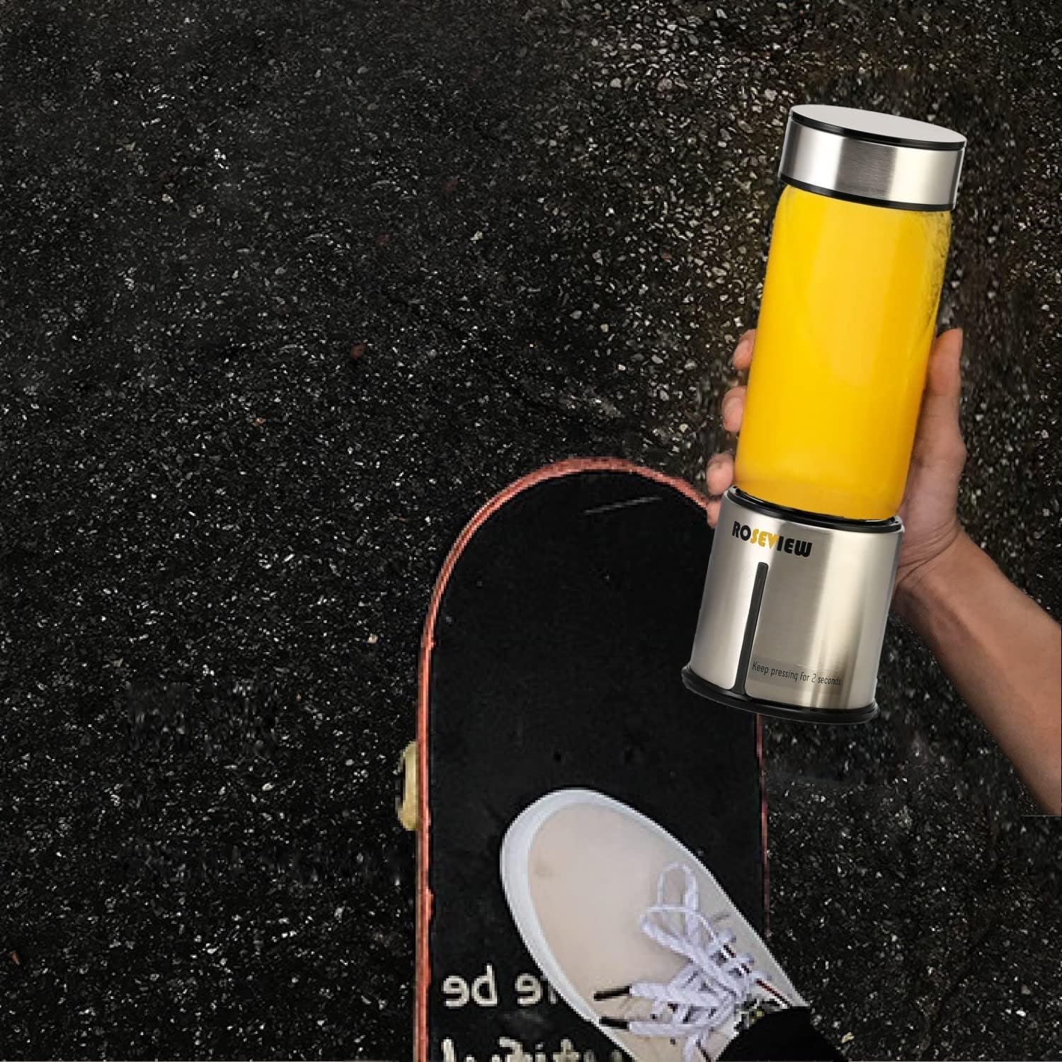 Portable Smoothie blender Glass bottle Mini USB rechargeable 2 battery Handheld Shakes blend Cup USB juicer Cordless (BlackSteel) - Image 6