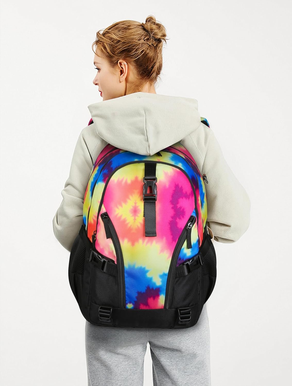 BLUEFAIRY High School Backpack for Girls Boys Middle School Bookbag for Kids Back to School Bag for College with Large Compartment Casual Daypack Mochilas para Niñas Adolescentes 18" Black Rose - Image 5