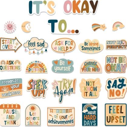 Boho Bulletin Board Decorations Set, It's Okay To Mental Health Posters Speech Therapy Decor - School Nurse Office Inspirational Positive Affirmations Bulletin Board Decorations Accents Wall Art