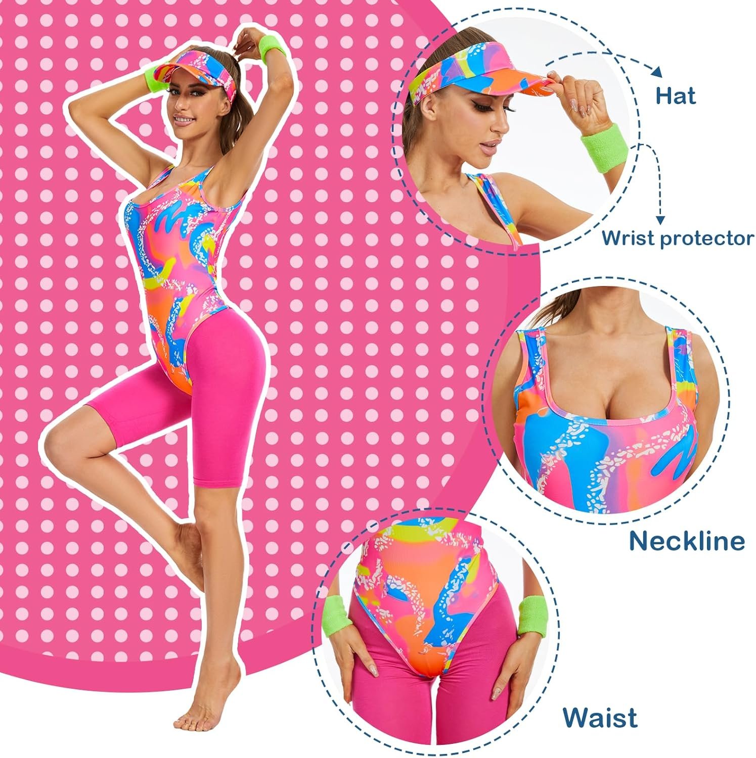 80s Workout Costume Halloween Cosplay Couples Outfits Swimwear Suit 80s 90s Workout Outfit Party Clothing for Women - Image 3