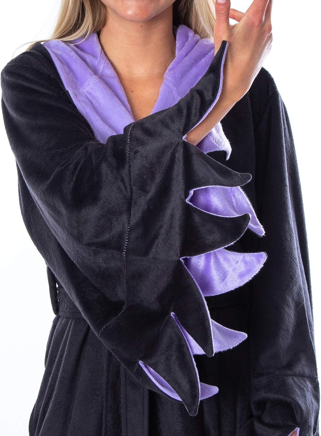 Disney Villains Women's Maleficent Costume Ultra-Soft Fleece Plush Hooded Robe Bathrobe - Image 3