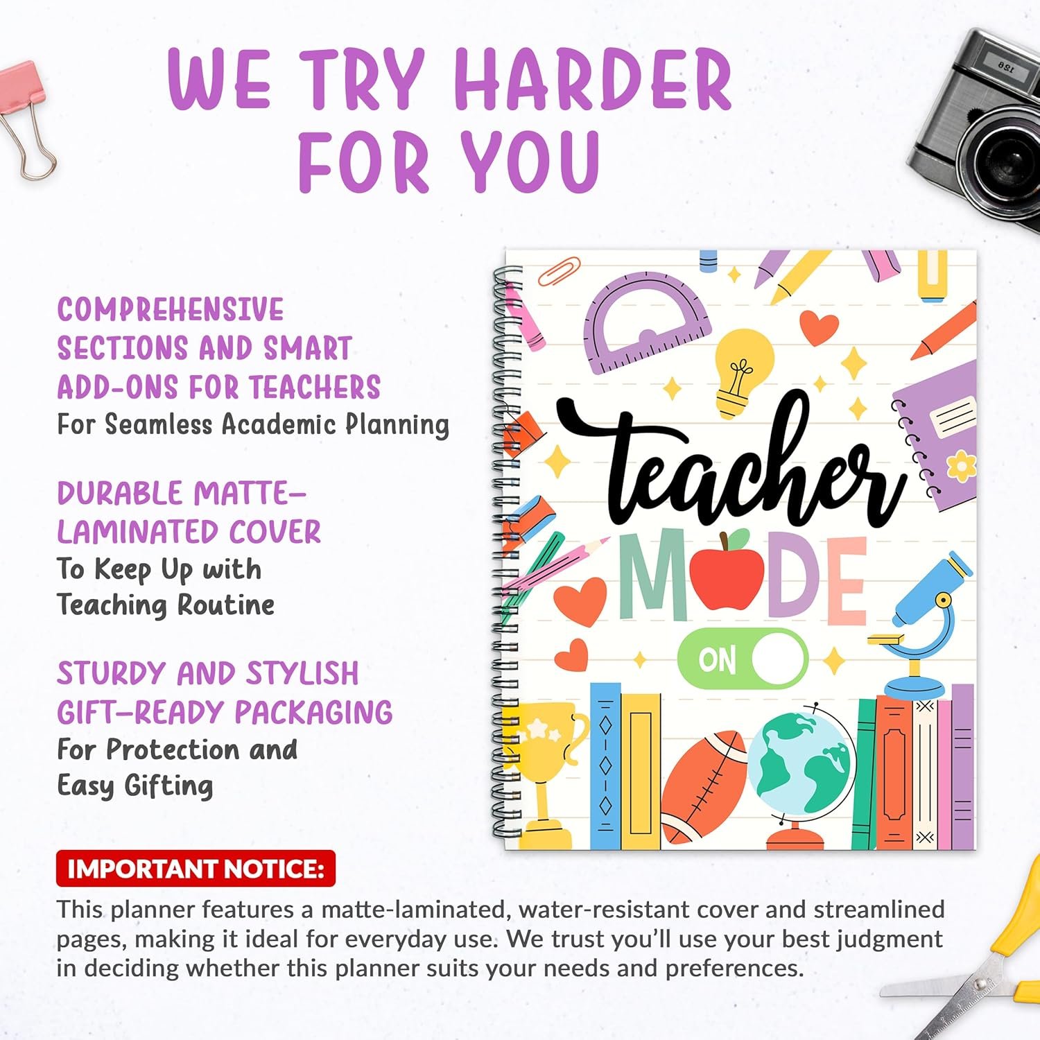 Decorably 12 Months Weekly and Monthly Undated Teacher Planner 2025-2026, 8.5x11inch Spring-Bound Teacher Lesson Planner with Contacts and Schedule Page, Communication Logs, and Classroom Planning - Image 2