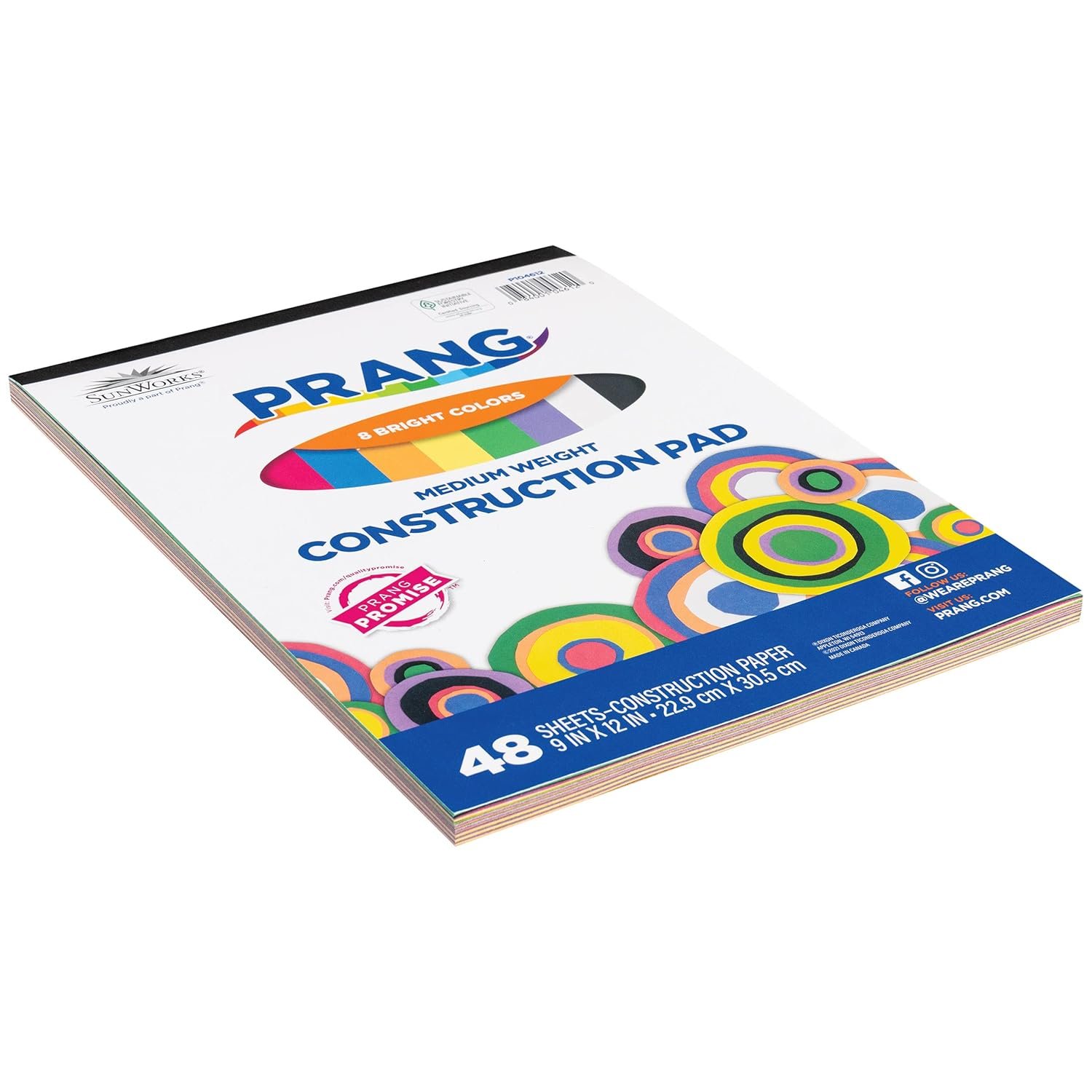 Prang (Formerly SunWorks) Medium Weight Construction Paper Pad, 8 Assorted Colors, 9" x 12", 48 Sheets - Image 3