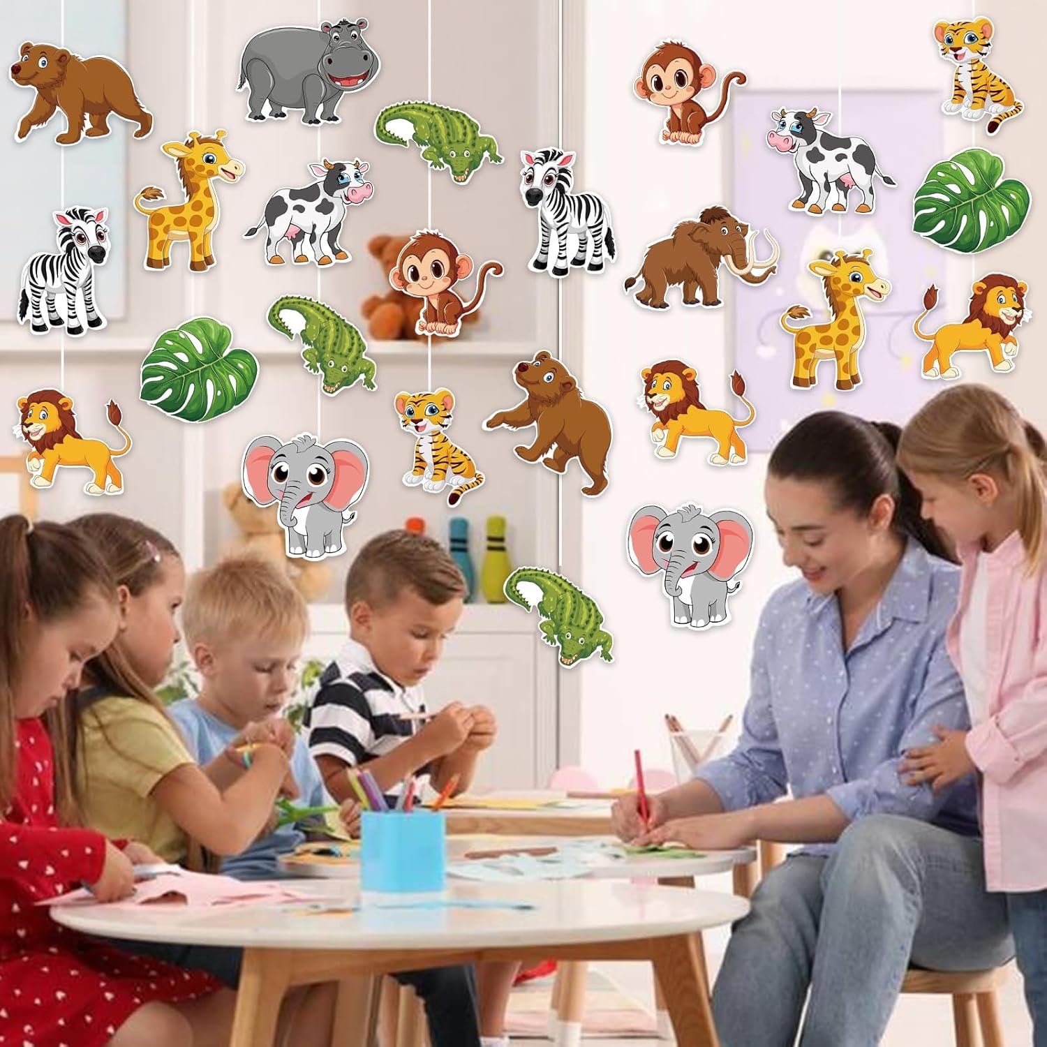 48 Pieces Jungle Animal Cutouts, Safari Animal Cutouts Classroom Decor Jungle Animals Cardboard Paper Cut-Outs for Bulletin Board Baby Shower Theme Birthday Party Decor - Image 6