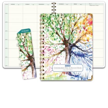 Elan Publishing Company HARDCOVER Combination Plan and Record Book: One efficient 8.5" x 11" Book for Lesson Plans and Grades Combines W101 and R1010 with Bonus Clip-in Bookmark (Tree Seasons)