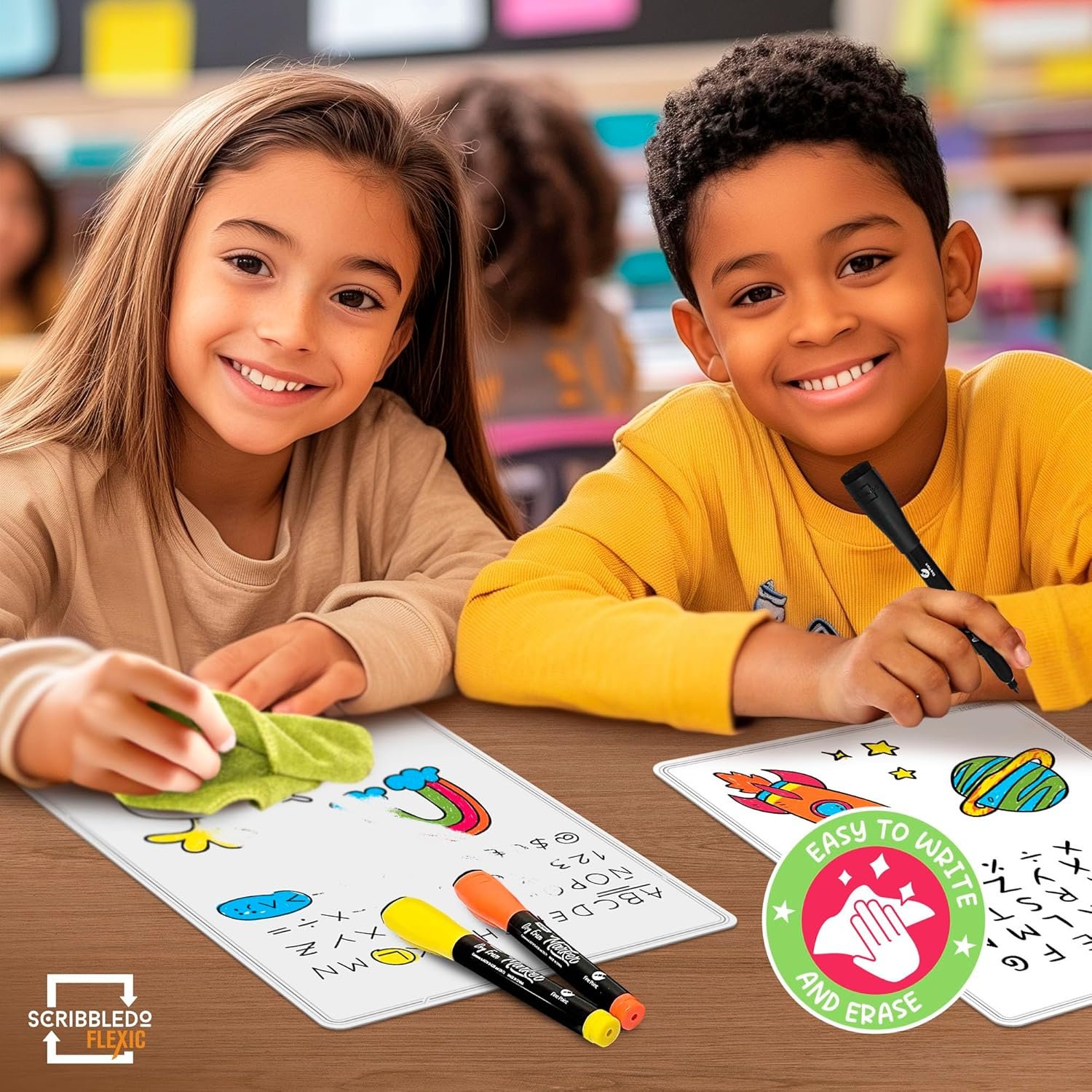 SCRIBBLEDO Small White Board Dry Erase Sheets 9”x12” for Kids Teacher Class Manipulatives Personal Mini Whiteboards Sheets Students Homeschool Supplies Small Dry Erase Boards Classroom Pack 10 Sheets - Image 6