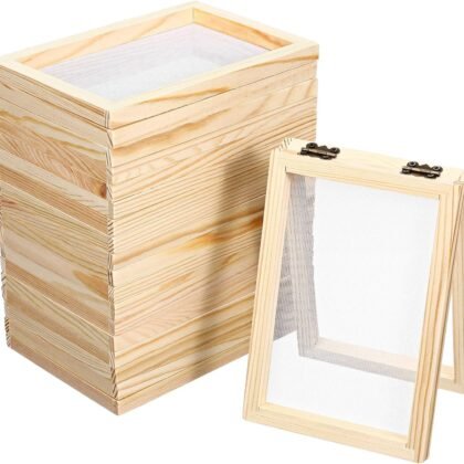 DECHOUS 10Pcs Wooden Paper Making Frame: 5''x7'' Paper Making Screen Frames Bulk - Handcraft Wood Papermaking Mold for DIY Craft School Classroom Art Projects Kids Adults