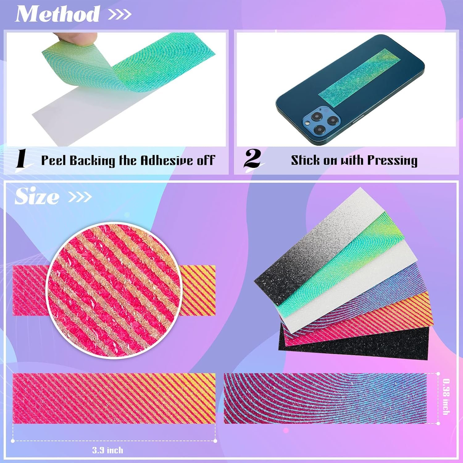36 Pcs Anxiety Sensory Stickers Mental Health Stickers Fidget Textured Strips Toys Adhesive Tactile Calm Relief Items for Adults Desk School Counselor Classroom(Gradient Style) - Image 2