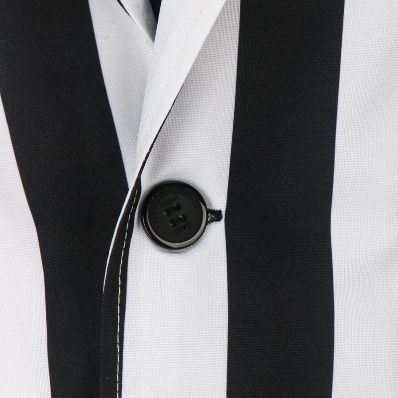 Vikidoky Men Black And White Striped Costume Suit Coat Pants Vest 80s Scary Movie Halloween Cosplay Party Outfit - Image 8