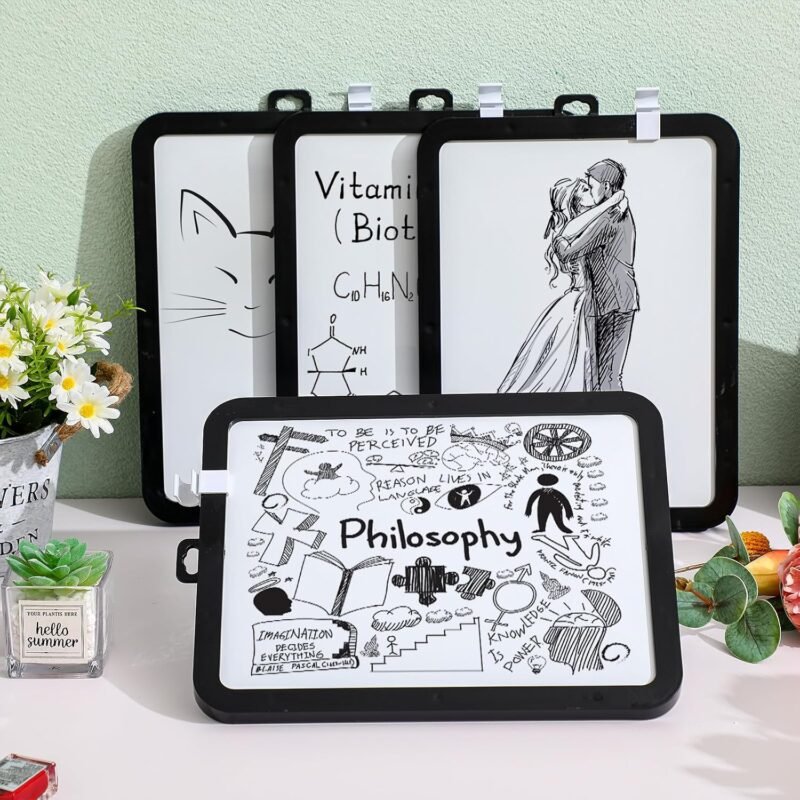 Outus 10 Pcs Dry Erase Mini White Boards 8.5 x 11'' Small Magnetic Whiteboard Double Sided Colored Writing Boards for Kids Students Locker Fridge(Black) - Image 3