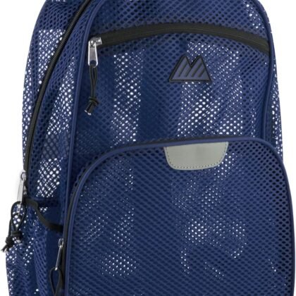 Summit Ridge Reflective Mesh School Backpack for Teens, Girls, Boys | Wire Frame Mesh Beach Backpack XL with Zipper (Blue)