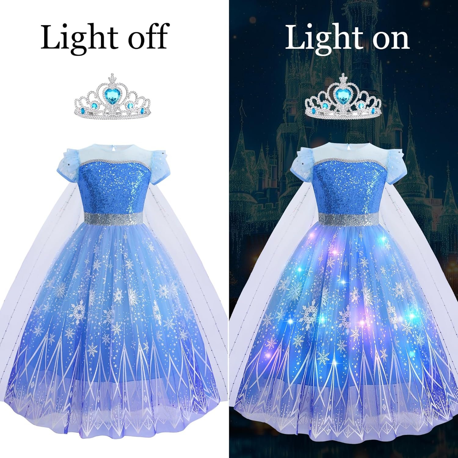 Light Up Princess Dresses for Girls Princess Costume for Girls Princess Elsa Dress Up Clothes for Role Play Bday - Image 2