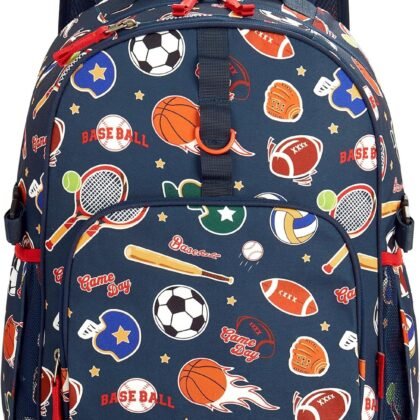 Choco Mocha Balls Backpack for Boys, Elementary School Backpack for Boys Ages 6-8 Kids Kindergarten Backpack Bookbag 17 Inch with Chest Strap, Blue