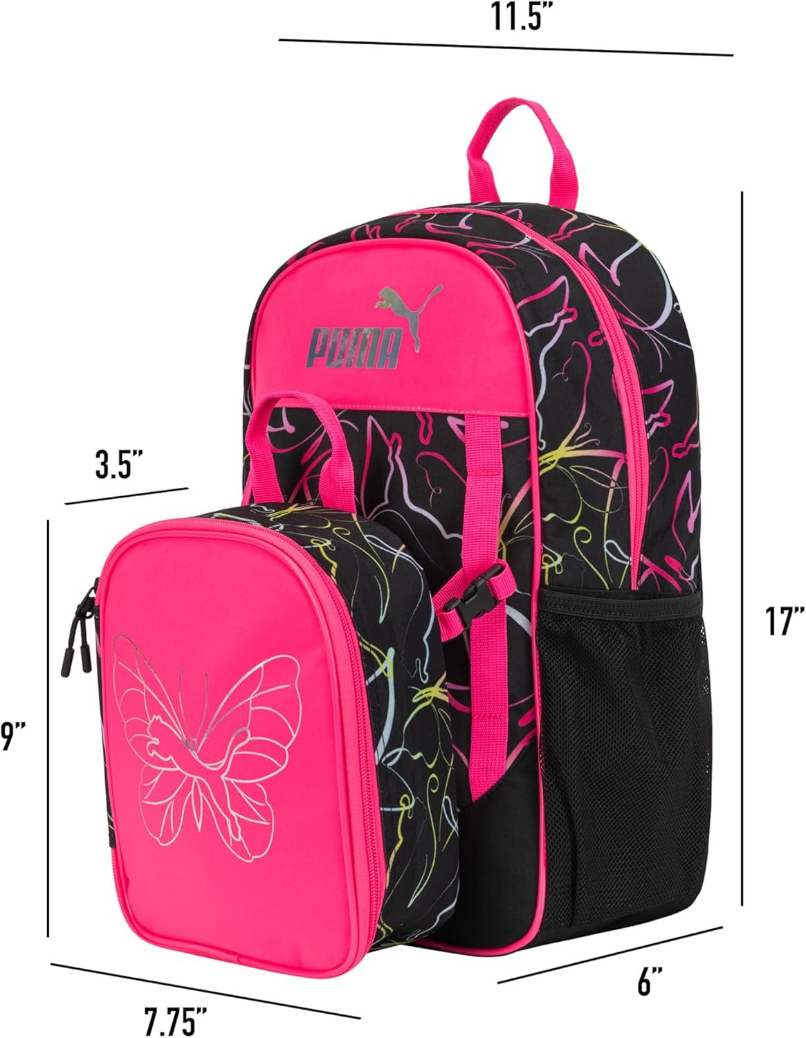 PUMA Unisex Kid's Colony Lunch Kit & Backpack Combo, Knockout Pink, Medium - Image 7