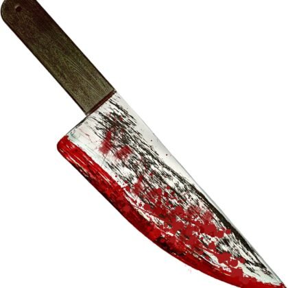 4E's Novelty 16 Inch Large Fake Knife With Fake Blood Prop, Plastic Halloween Prop Knife Toy for Costume Accessories Such As Horror Costumes, Scary Clown, for Kids & Adults