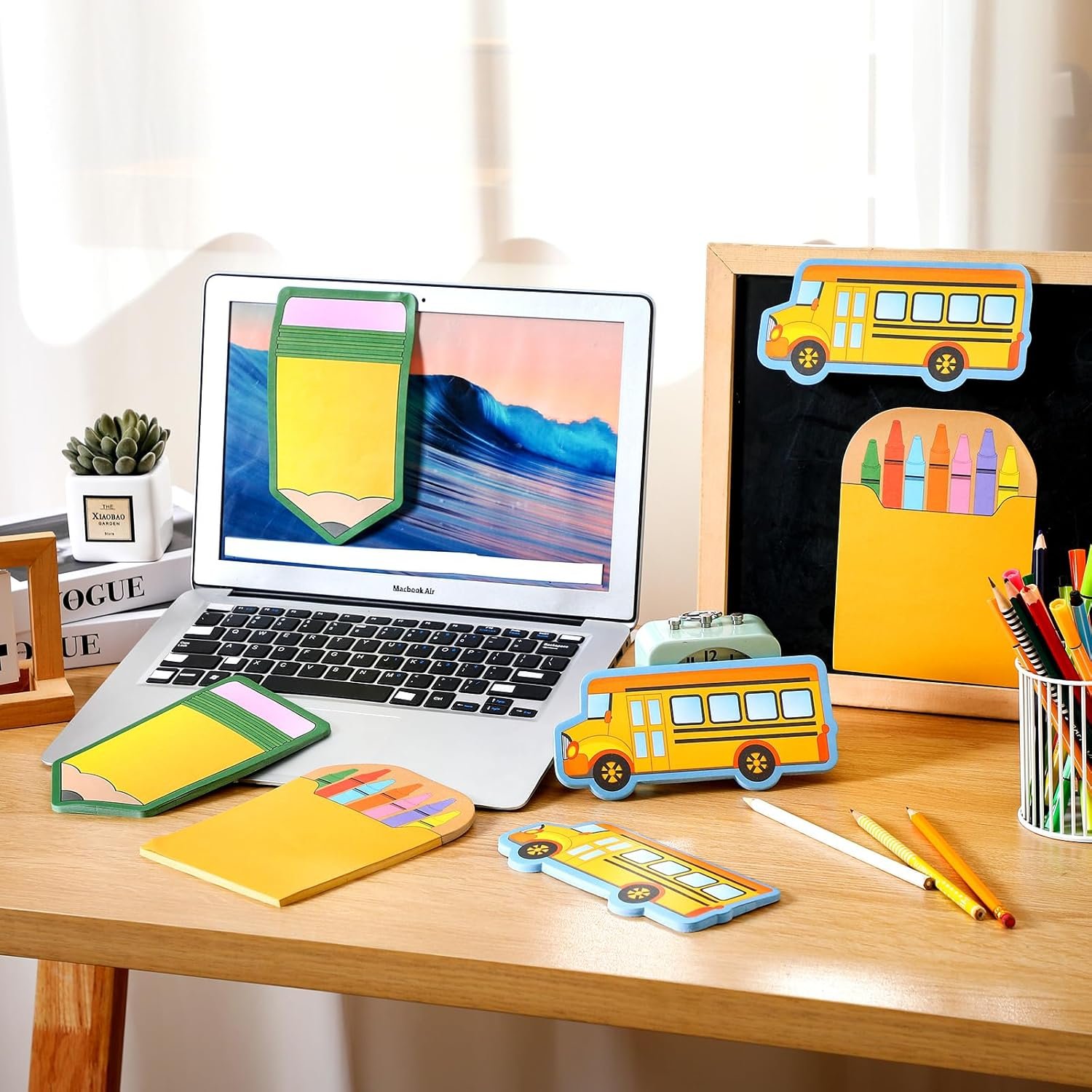 Eaasty 360 Sheets 5"x7" Large Teacher Sticky Notepads Pencil Crayon Box Bus Back to School Teacher Self-stick Note Gift Classroom Bulletin Board Decor Welcome First Day of School Writing Reminders - Image 5