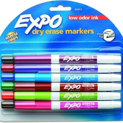 EXPO Low-Odor Dry-Erase Marker, Fine Point, 12-Pack, Assorted Colors