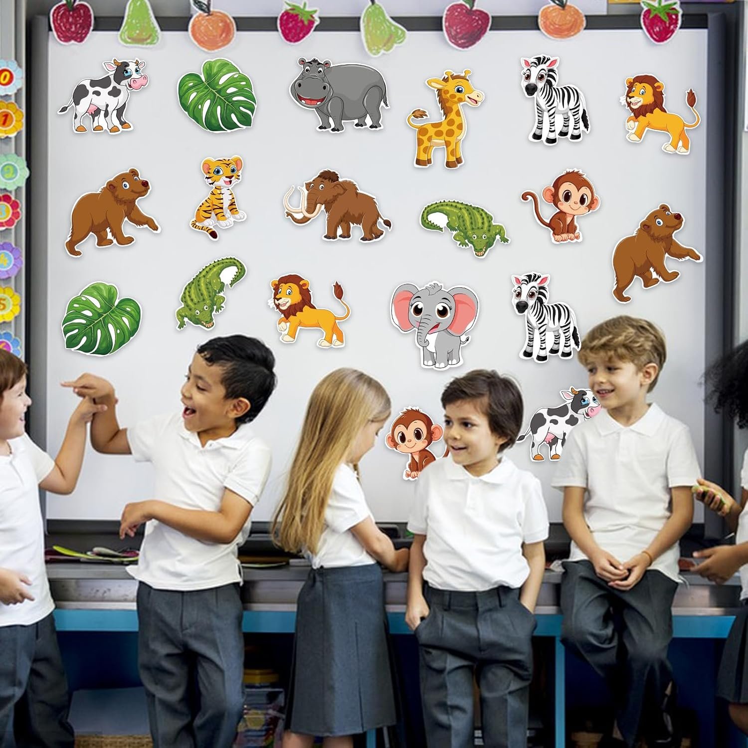 48 Pieces Jungle Animal Cutouts, Safari Animal Cutouts Classroom Decor Jungle Animals Cardboard Paper Cut-Outs for Bulletin Board Baby Shower Theme Birthday Party Decor - Image 2