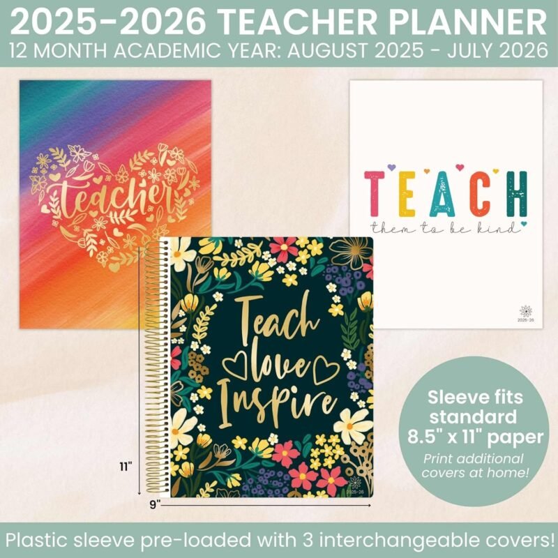 bloom daily planners 2025-2026 Academic Year Teacher Planner & Calendar - 7 Period Lesson Plan Organizer Book for Classroom or Homeschool - 9" x 11" (Interchangeable Cover) - Bold & Bright - Image 2