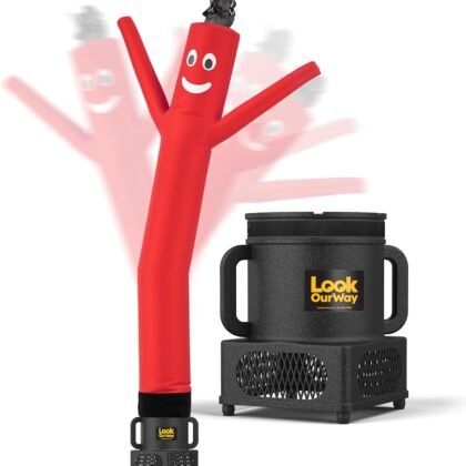 LookOurWay Air Dancers Wacky Waving Inflatable Tube Guy - 7ft Tall Inflatable Advertising Waving Dancing Man with Sky Dancer Blower - Red