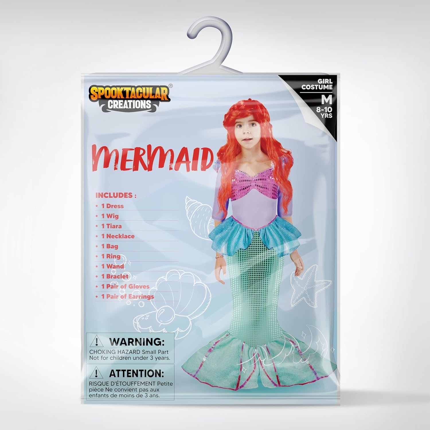 Spooktacular Creations Halloween Little Mermaid Costume for Girls, Sequin Mermaid Dress Set, Light Purple Princess Dress for Toddler Dress-Up, Cosplay Party (Small, 5-7 yrs) - Image 6