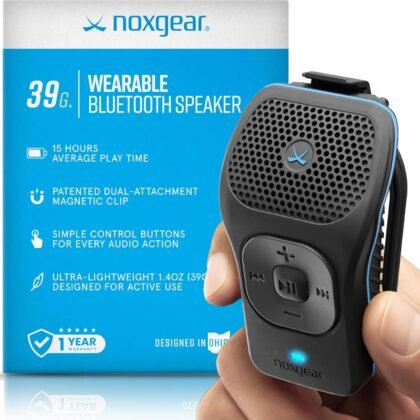 noxgear 39g Wearable Bluetooth Speaker, Magnetic Mini Clip-On, Waterproof Up to 15 Hours Playtime | Clip On Bluetooth, Wearable Speaker with Microphone, 100ft Range